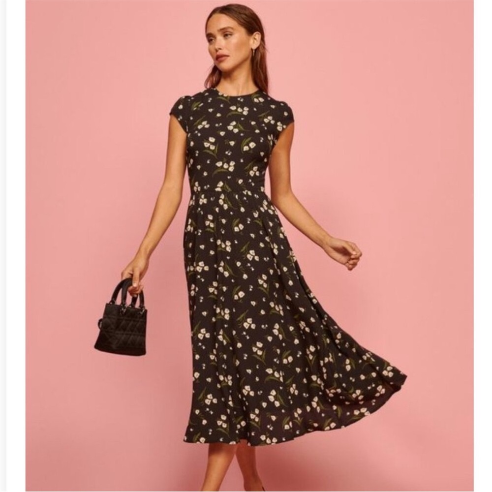 Reformation floral midi dress size 0